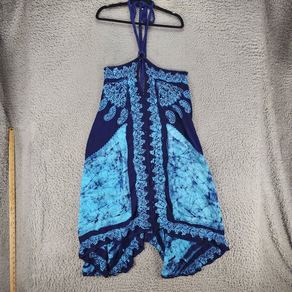 Advance Apparel Dress Womens One Size Blue Beach Halter Tie Summer *GUC* - Picture 1 of 9